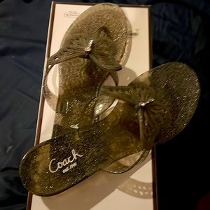 Coach Butterfly Glitter Jelly Flip Flop Sandal. Color Smoke. New with box.